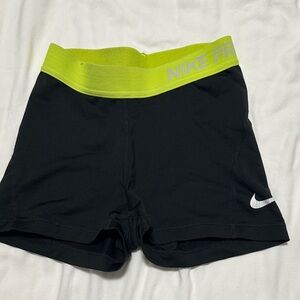 Nike Pro Black Spandex with Neon Yellow Waistband